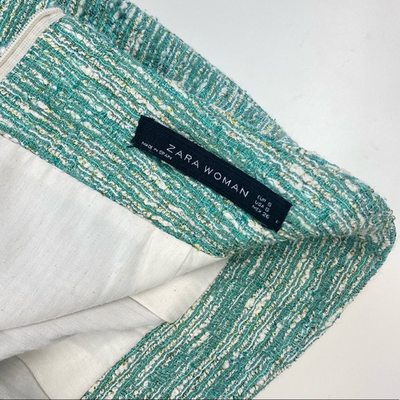 Zara Woman Mint Green Tweed Mini Skirt - Picture 12 of 16
